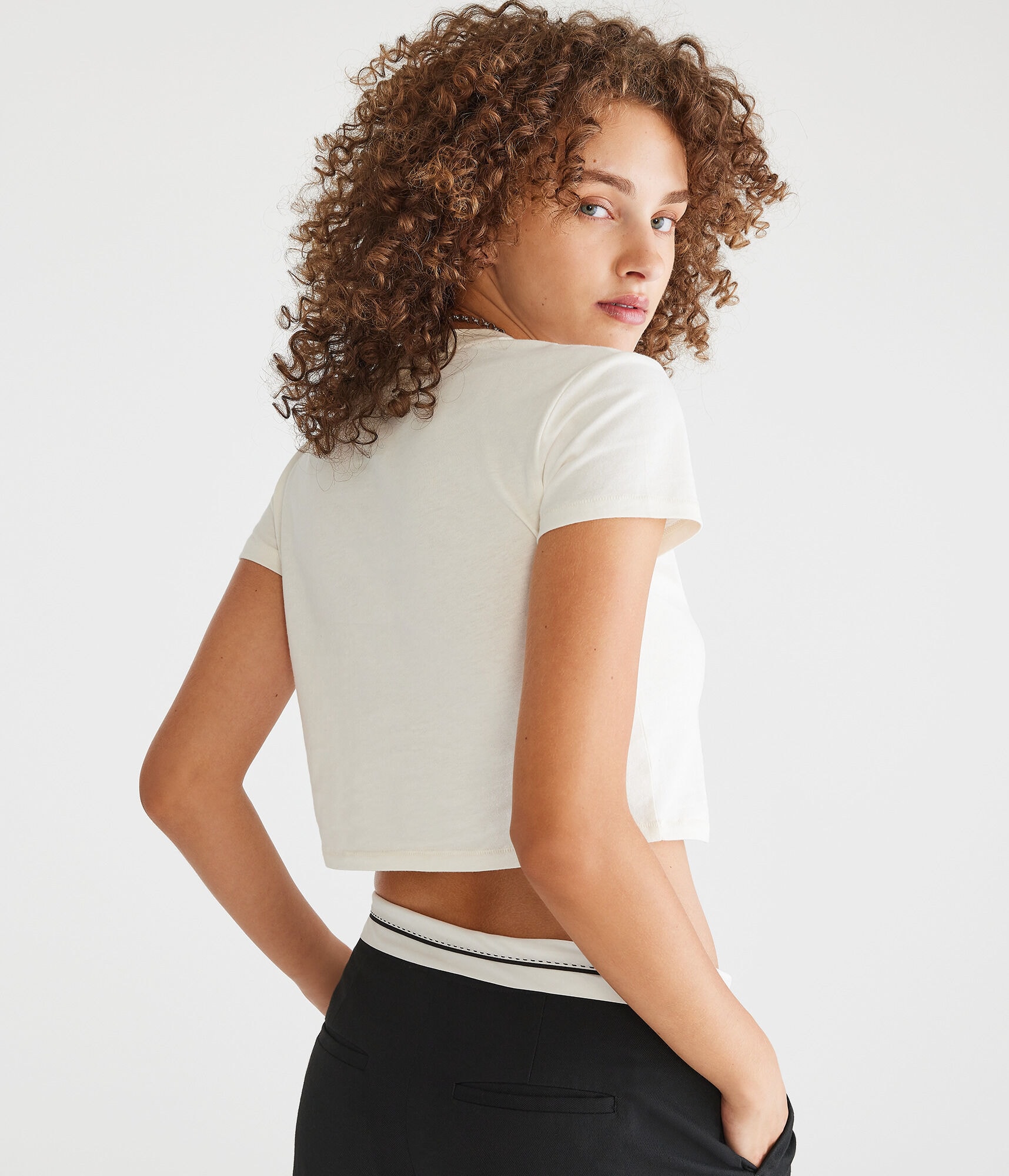 トップス 90 Logo Girl Cropped Tee white yellow Women's Short Sleeve Y2K White Baby Tees E-Girls Cute
