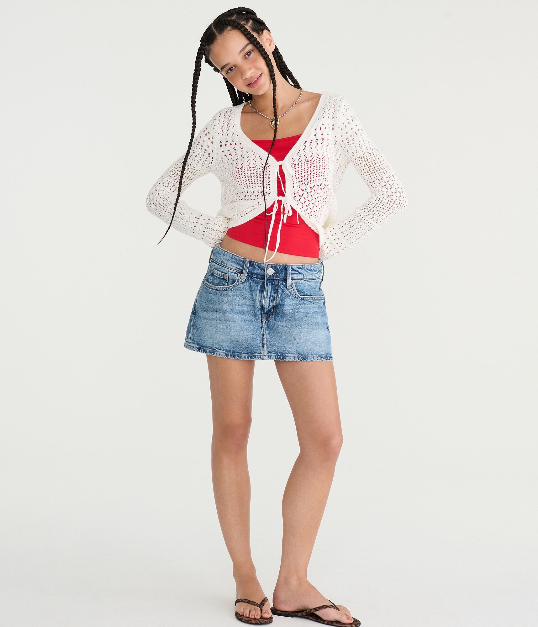 Open-Knit Tie-Front Cardigan