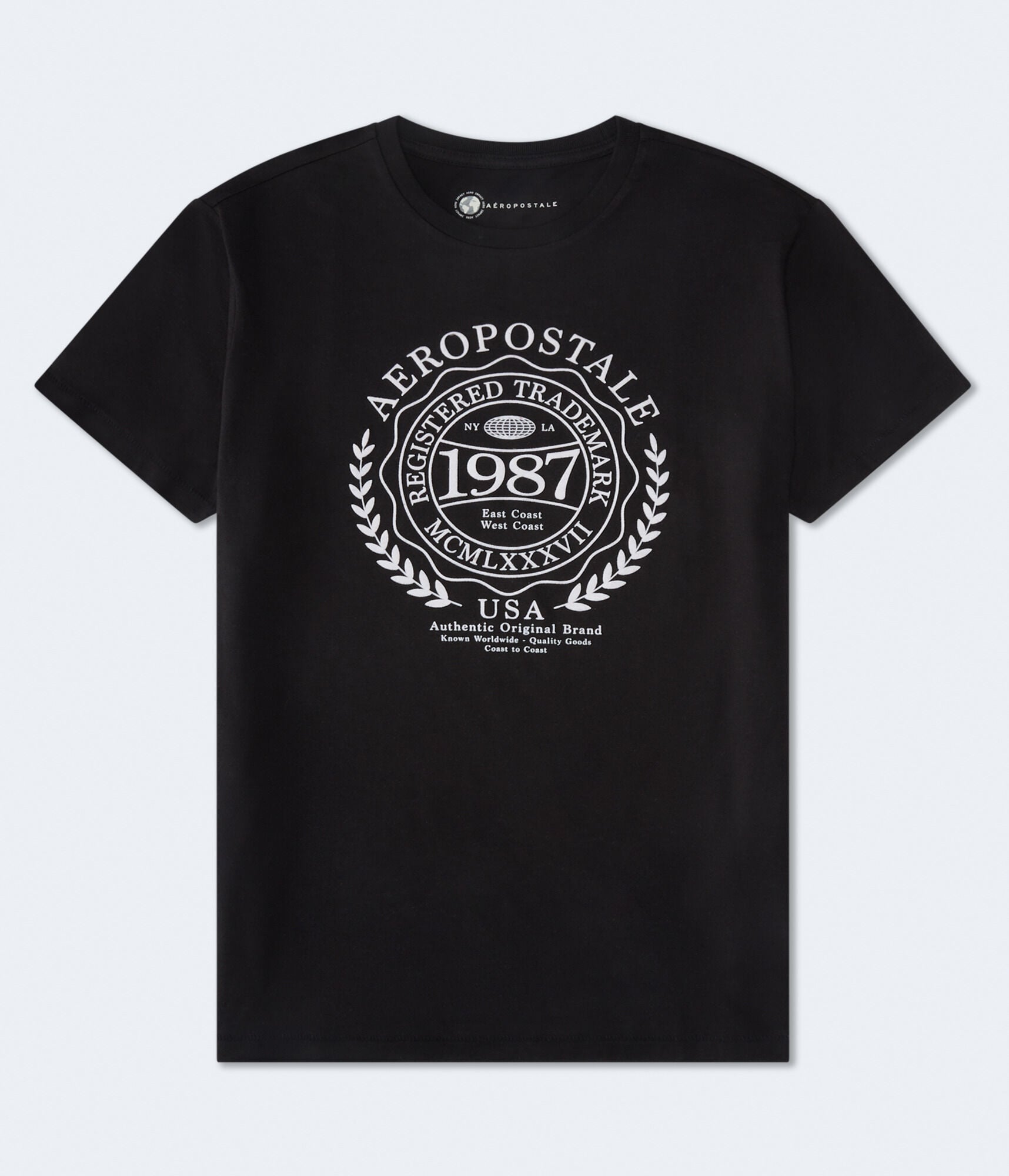 Aeropostale Laurel Circle Flocked Graphic Tee