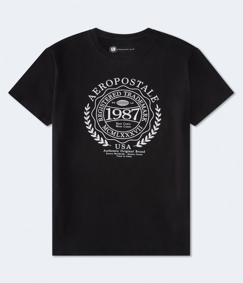 Aeropostale Laurel Circle Flocked Graphic Tee Aeropostale Laurel Circle Flocked Graphic Tee