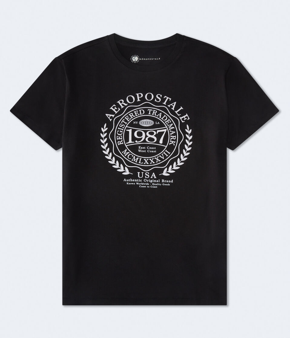 Aeropostale Laurel Circle Flocked Graphic Tee