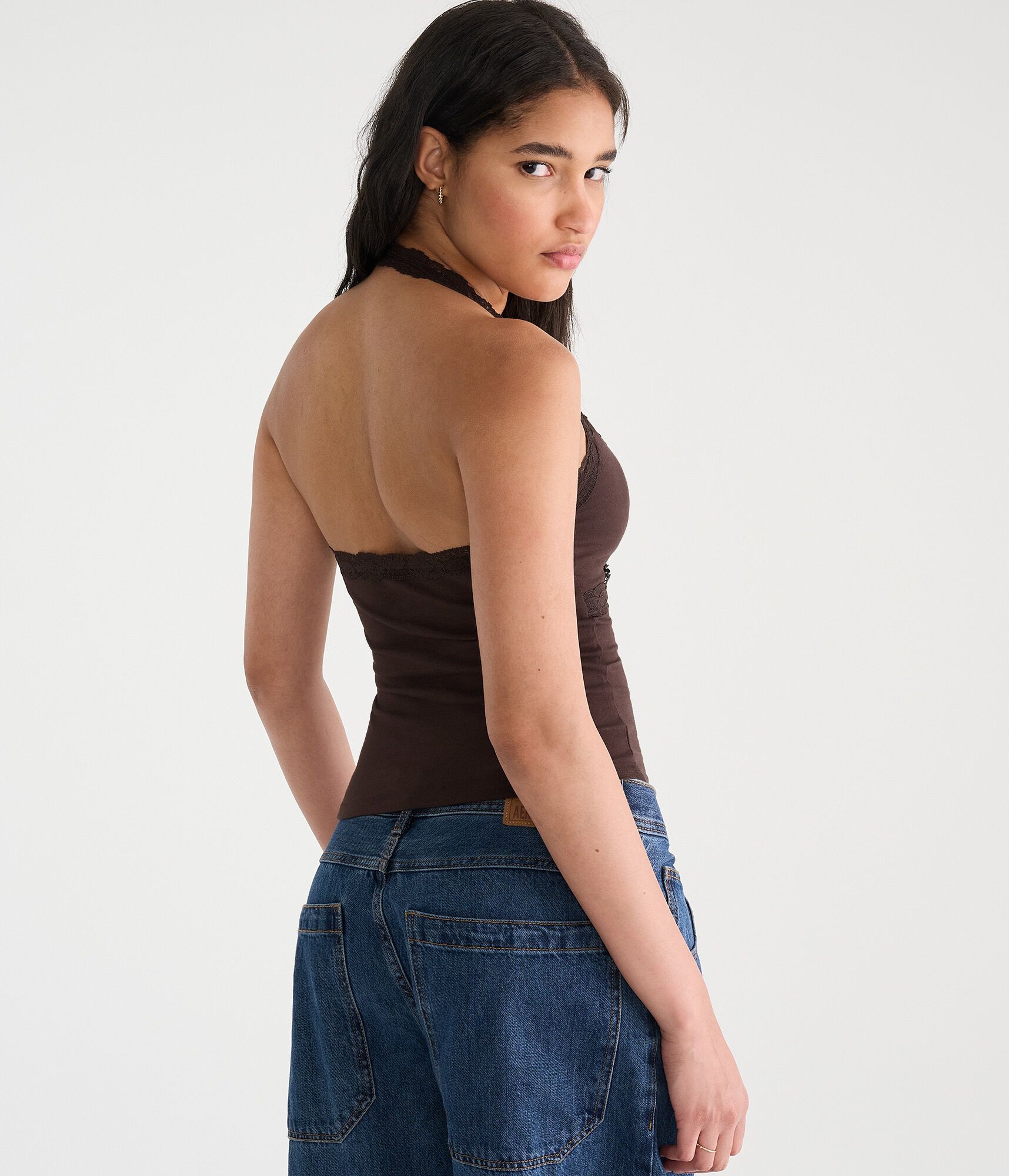 D&eacute;j&agrave; For Aero Lace V-Neck Halter Top