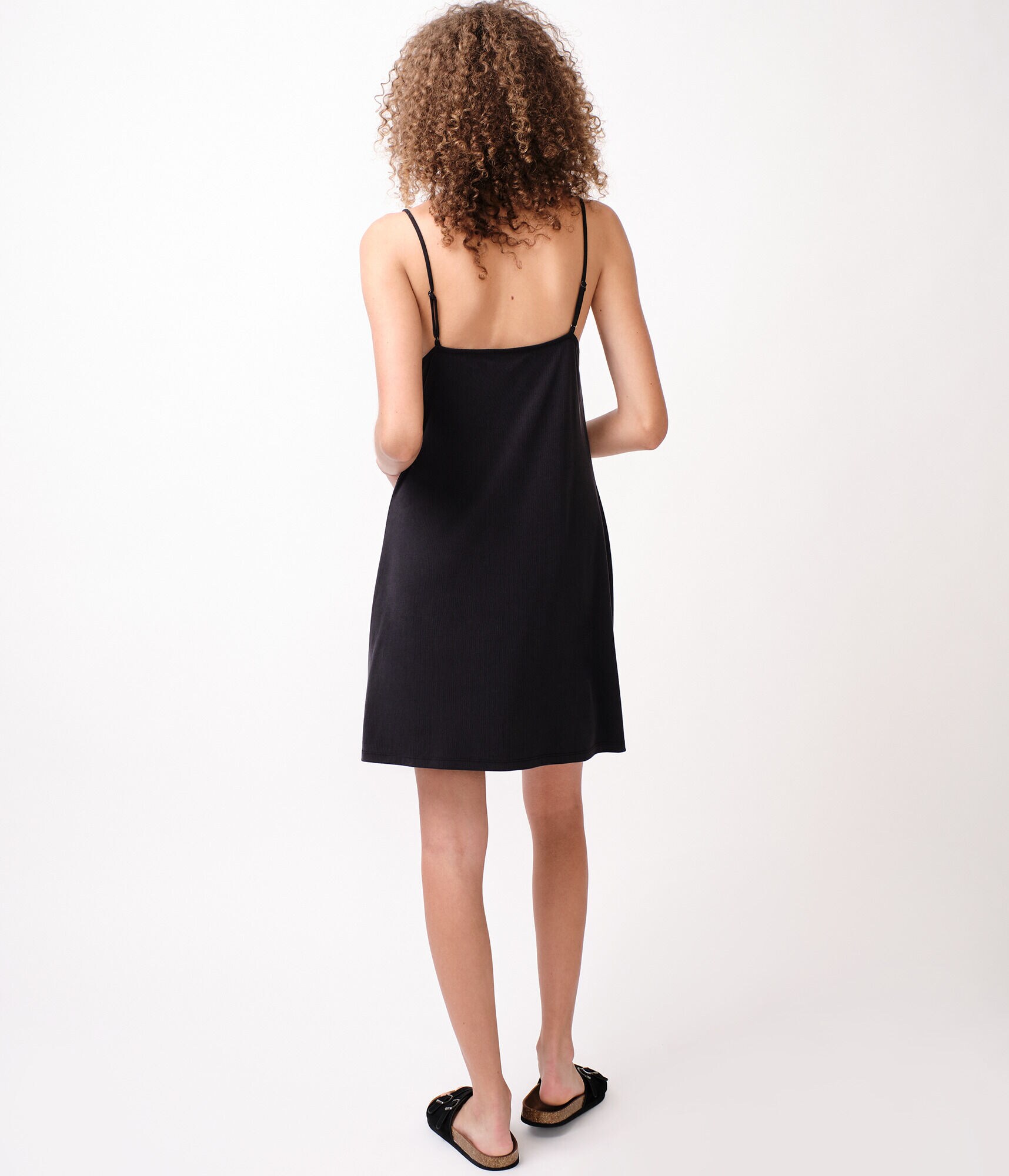 Solid Drapey Square-Neck Slip Dress