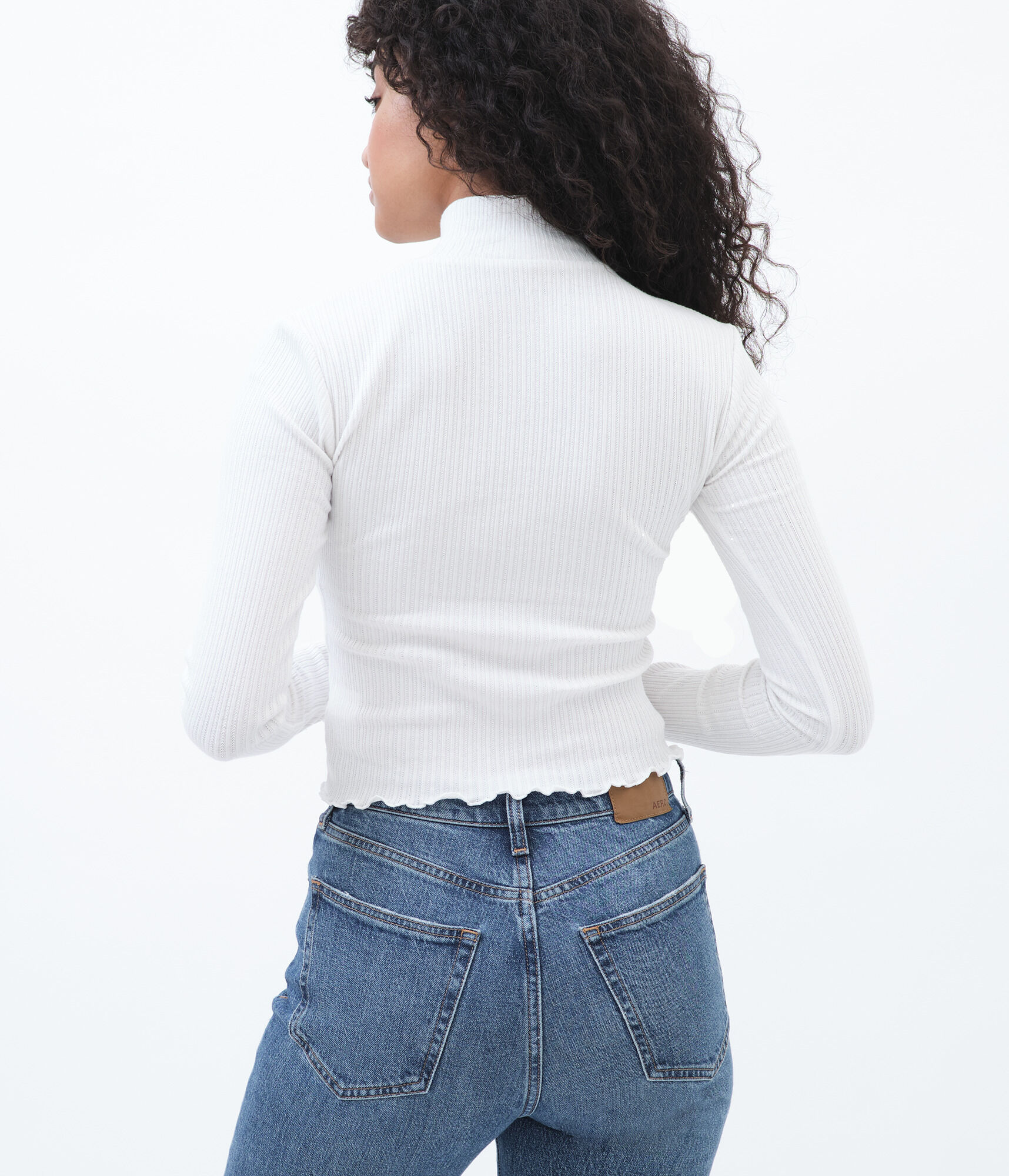 Download aeropostale womens long sleeve buttoned mock-neck crop top ...