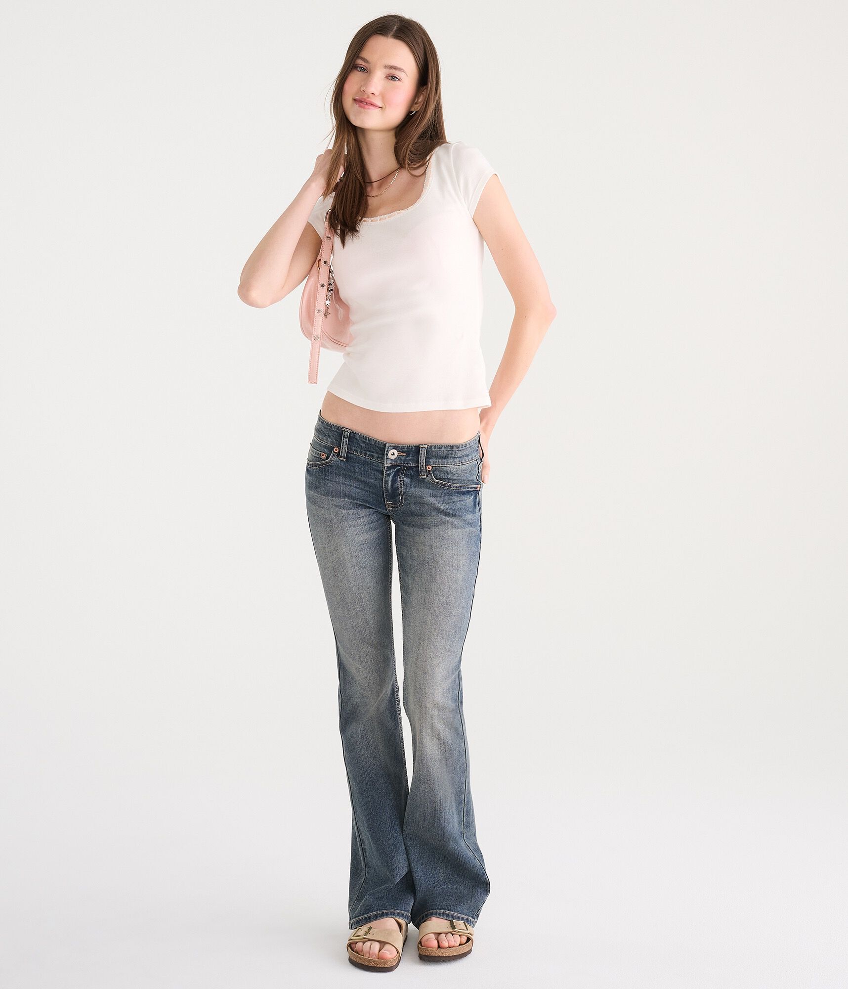 Super Low-Rise Bootcut Bow Pocket Jean