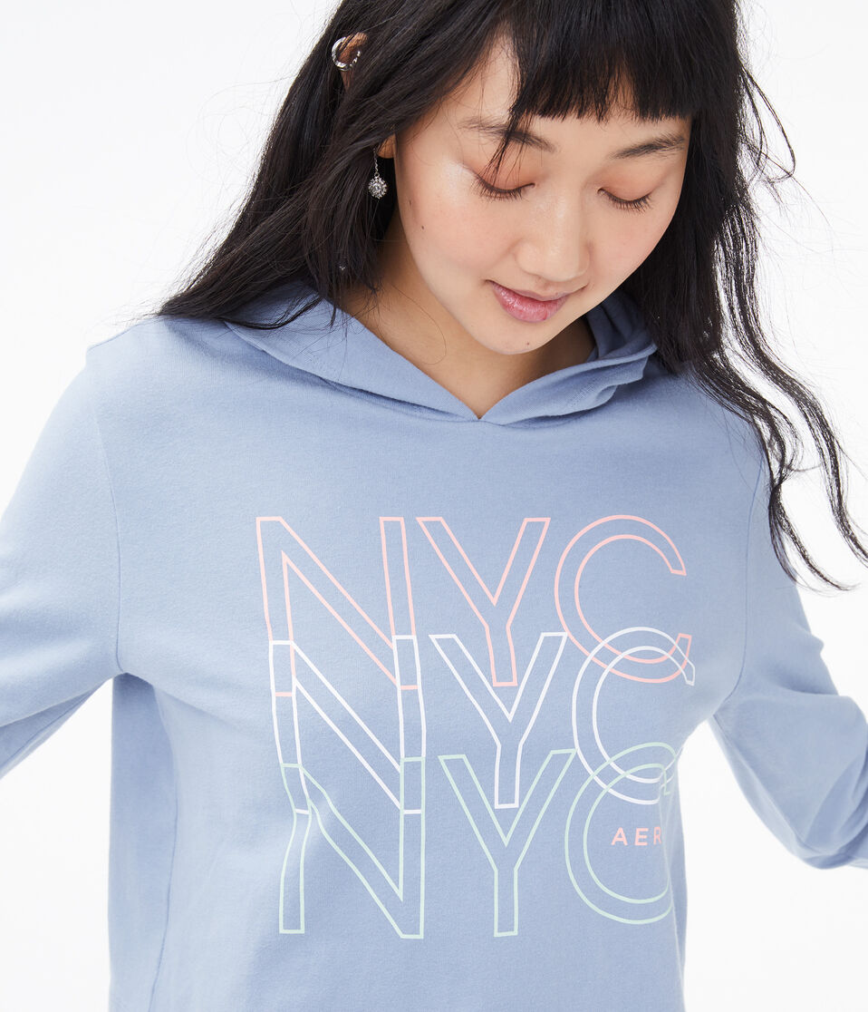 Repeating NYC Cropped Hooded Tee