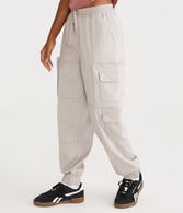 High-Rise Twill Cargo Joggers
