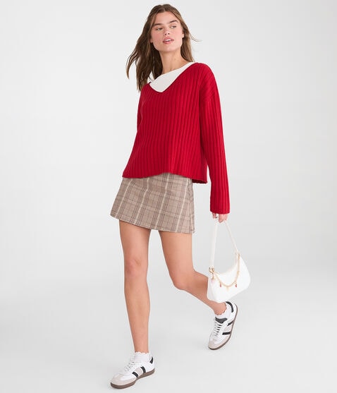 Ribbed V-Neck Sweater Ribbed V-Neck Sweater