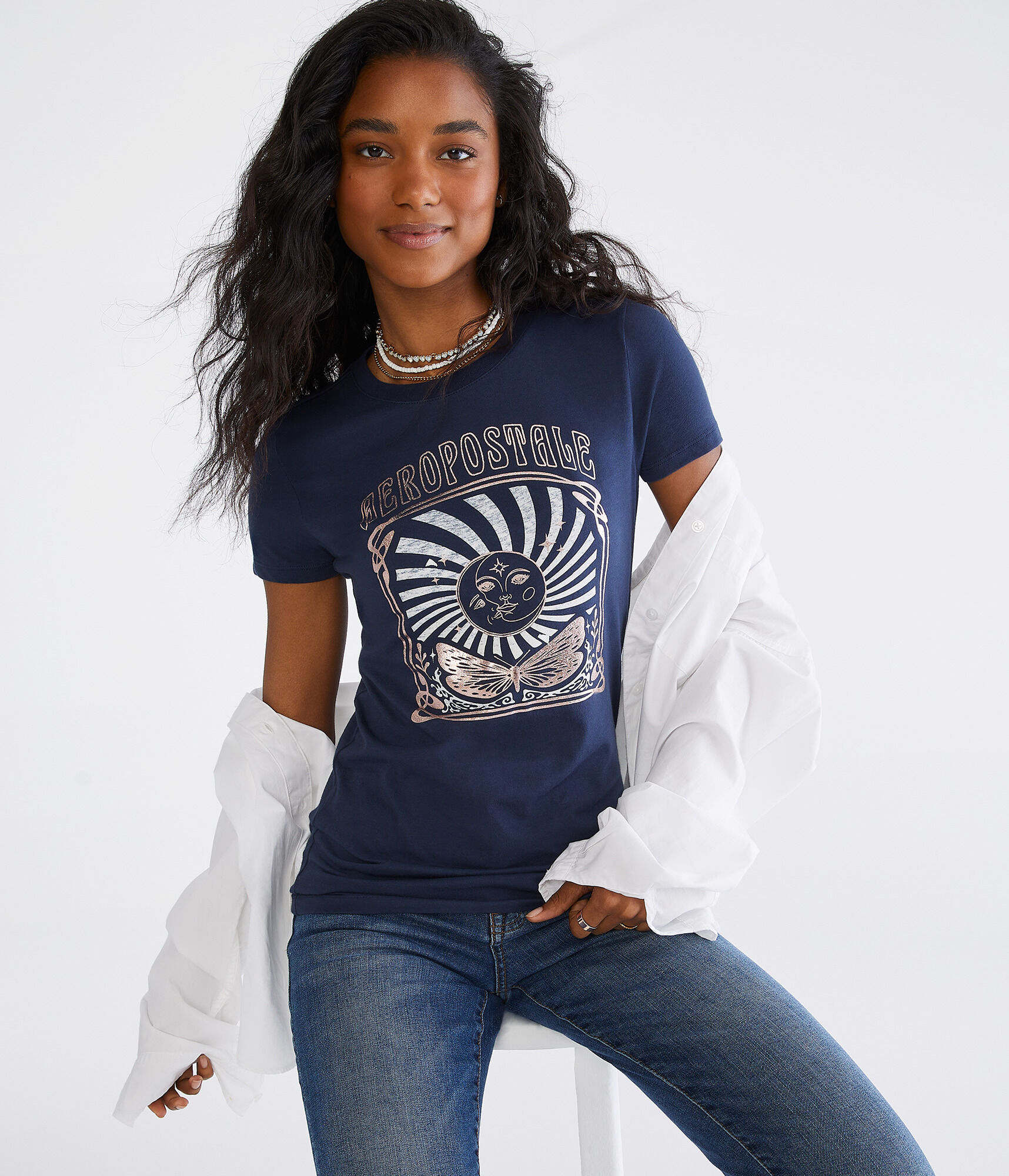 Aeropostale Celestial Foil Graphic Tee