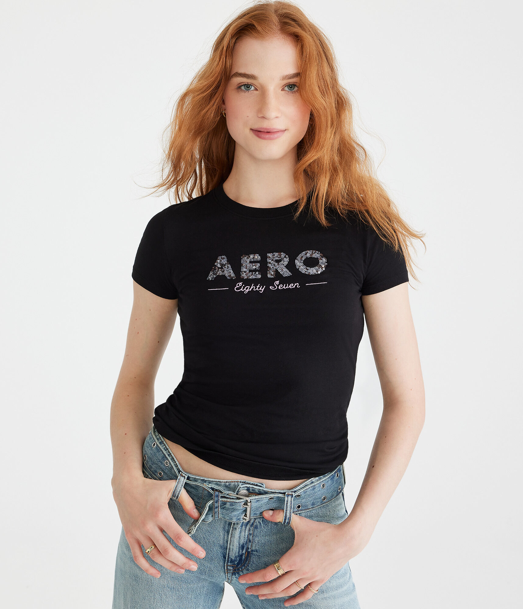 Aero Eighty Seven Sequin Graphic Tee