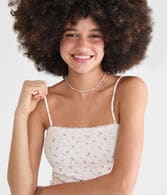 Floral Strapless Pointelle Drop-Waist Mini Dress