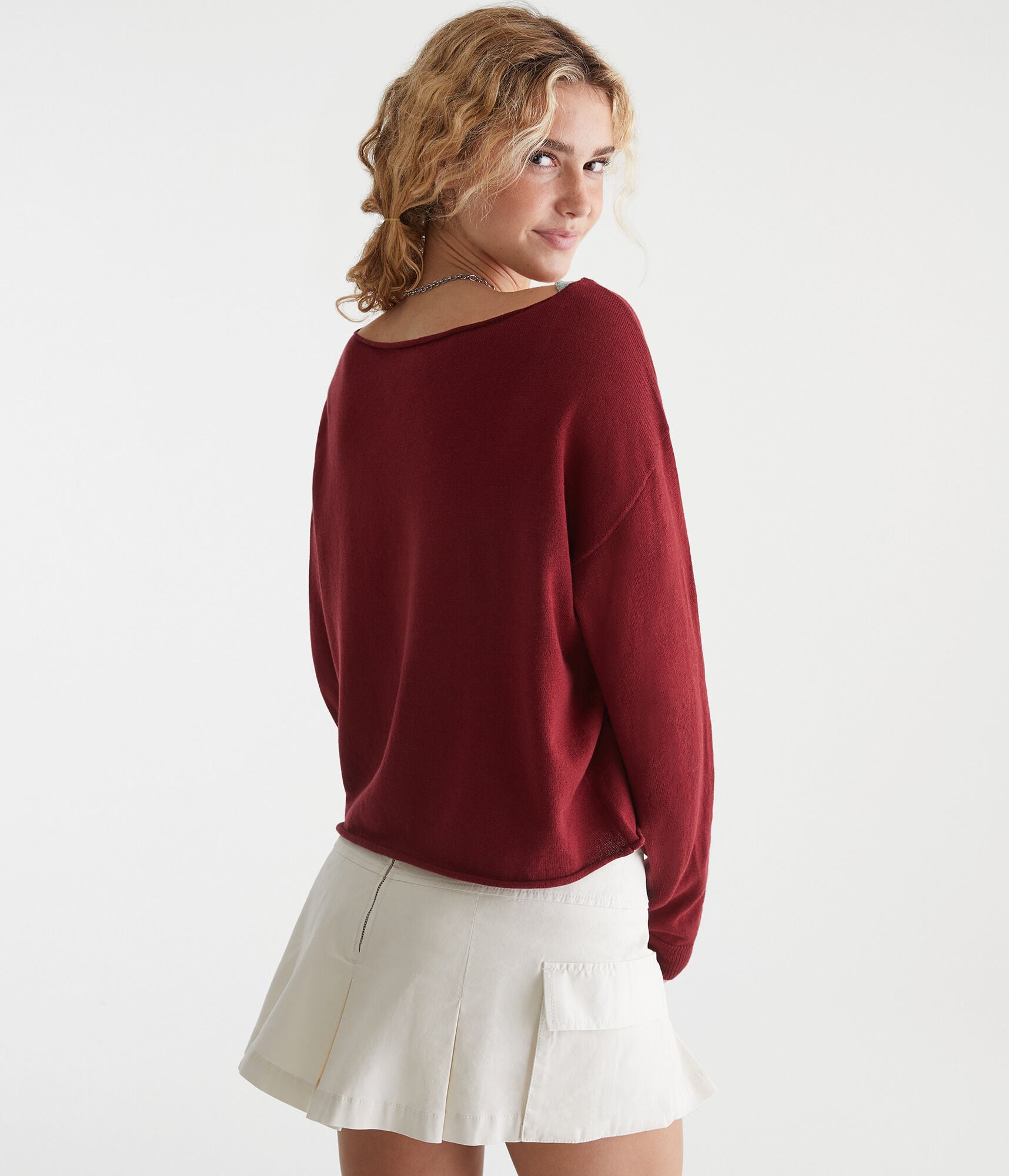 Puppy Slash-Neck Sweater