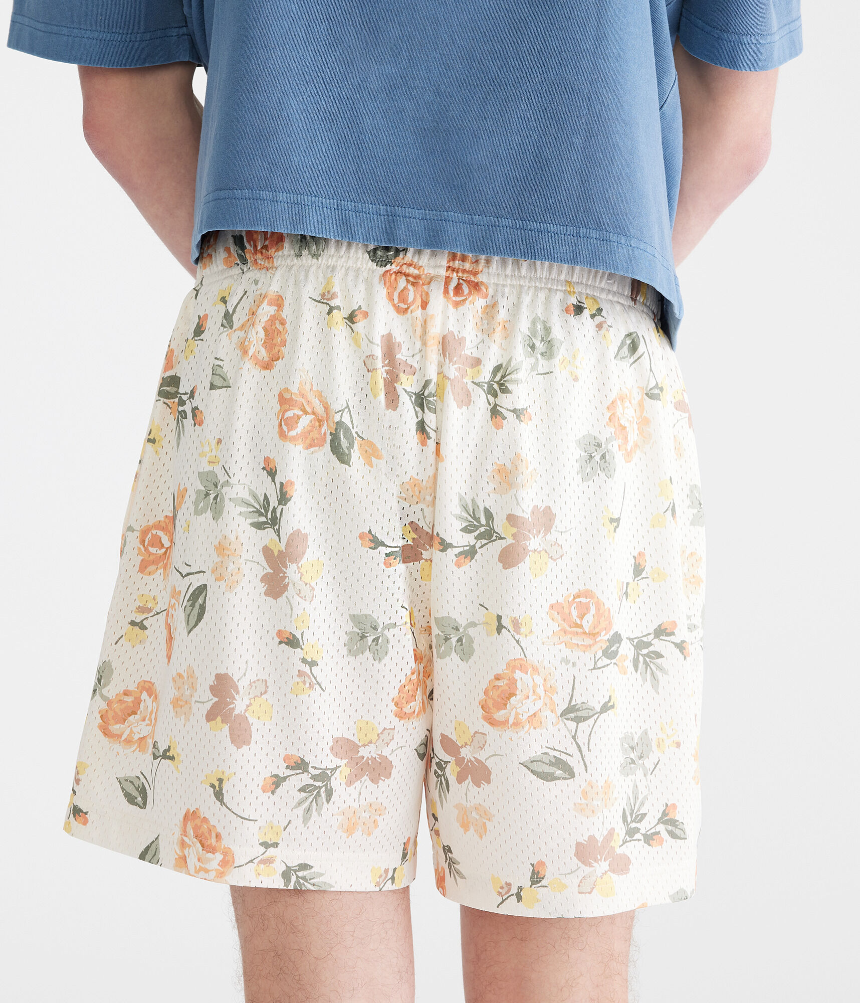 Floral Print Mesh Shorts 6"