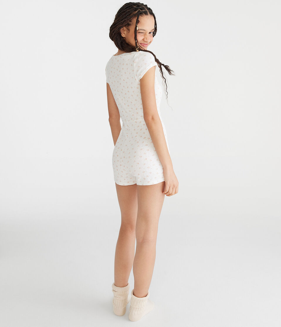 Printed Pointelle Sleep Romper