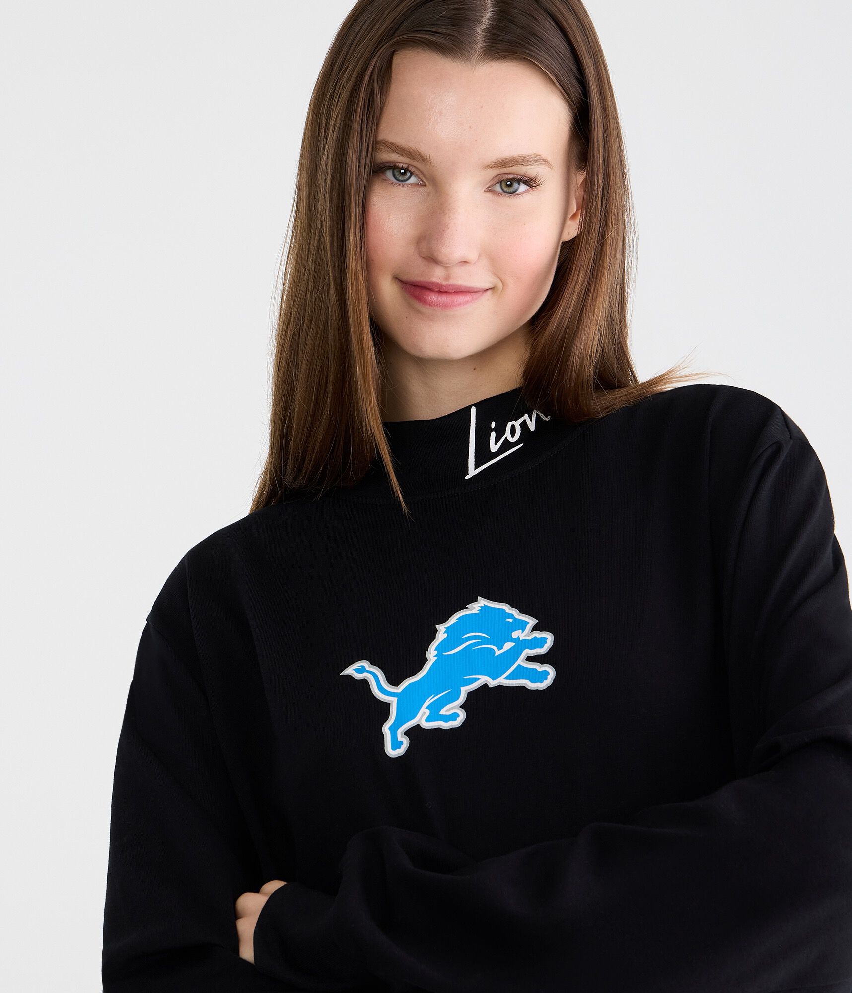 Long Sleeve Detroit Lions Mock-Neck Tee