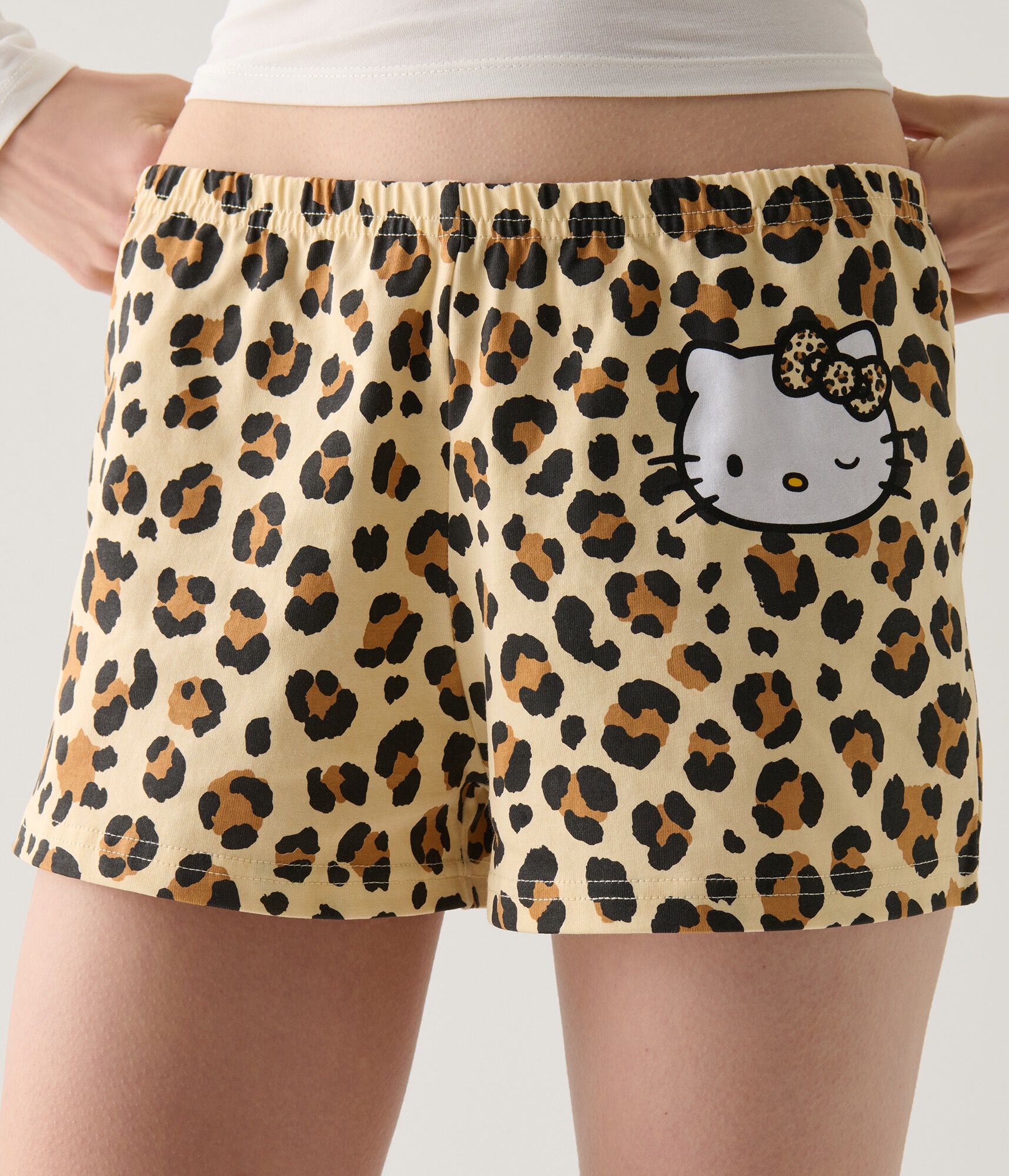 Hello Kitty Leopard Print Low-Rise Sleep Shorts