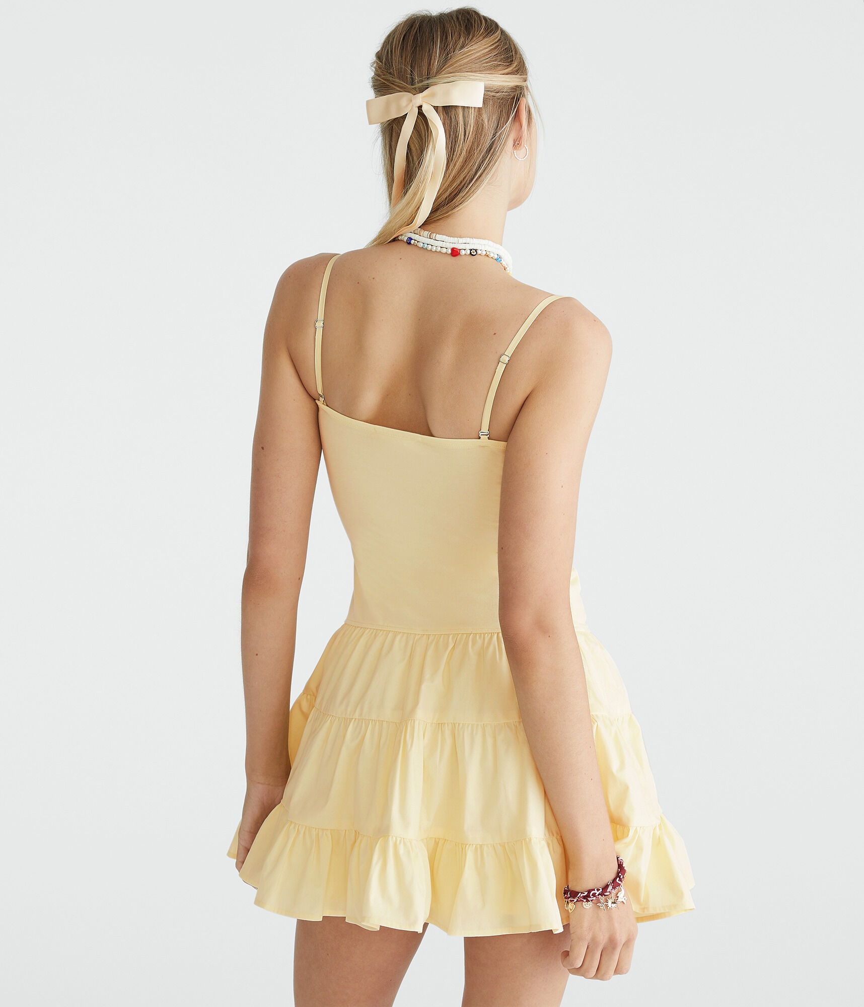 Solid Strapless Tiered Fit & Flare Dress