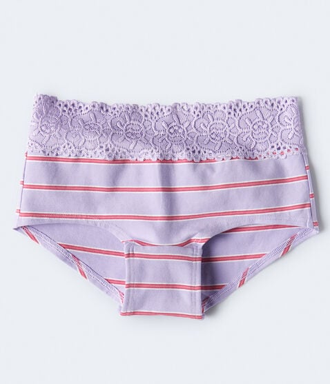 Thin Stripe Lace-Trim Boyshort Thin Stripe Lace-Trim Boyshort