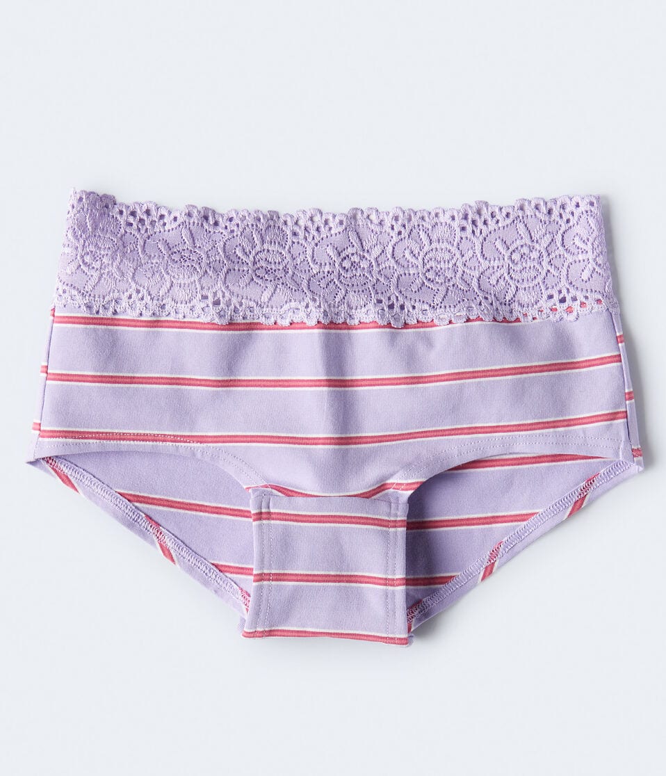 Thin Stripe Lace-Trim Boyshort