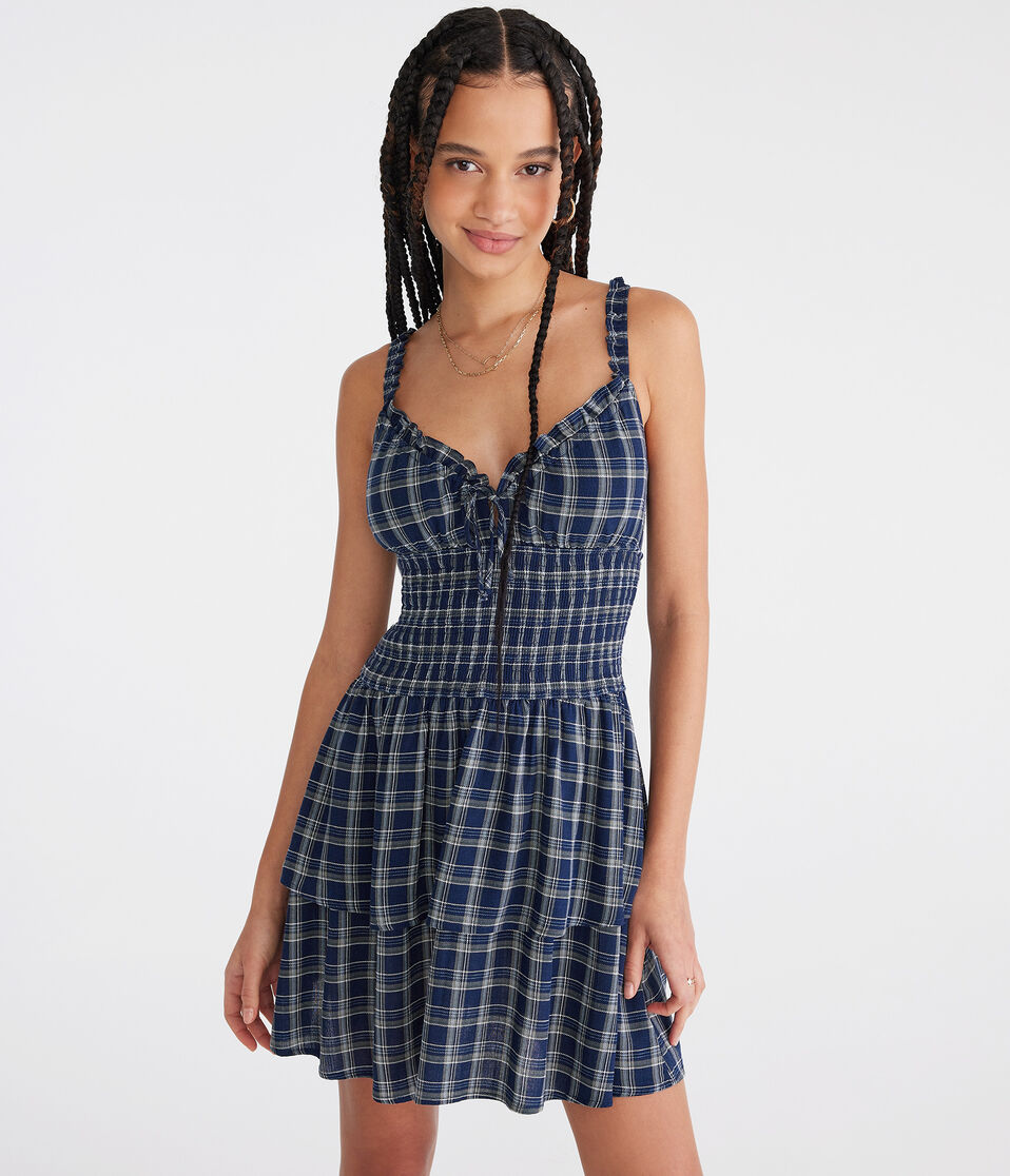 Plaid V-Neck Smocked Fit & Flare Dress Plaid V-Neck Smocked Fit & Flare Dress