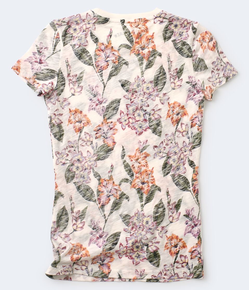 Aero Heathered Floral Appliqué Graphic Tee