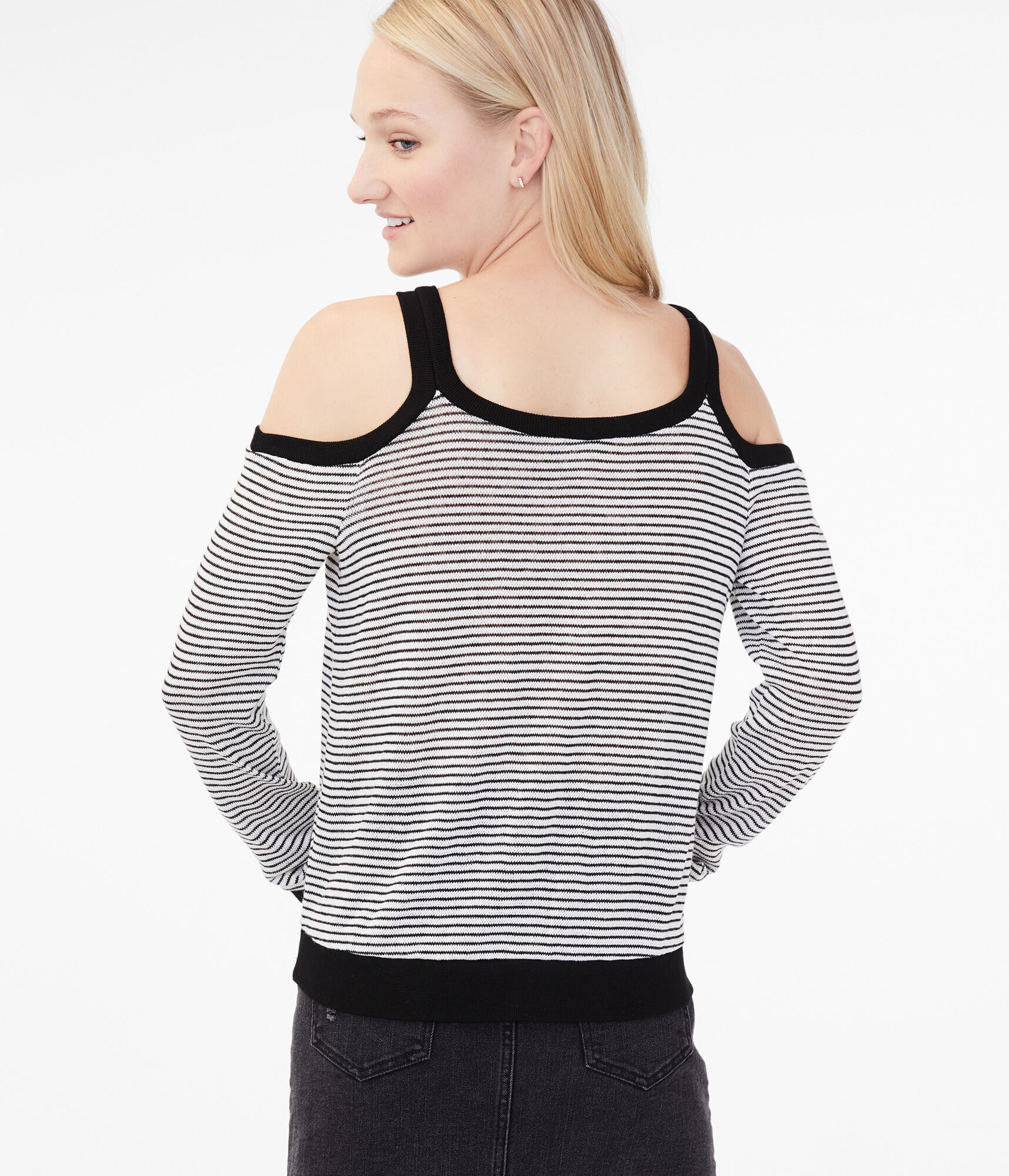 Striped Cold-Shoulder Sweater