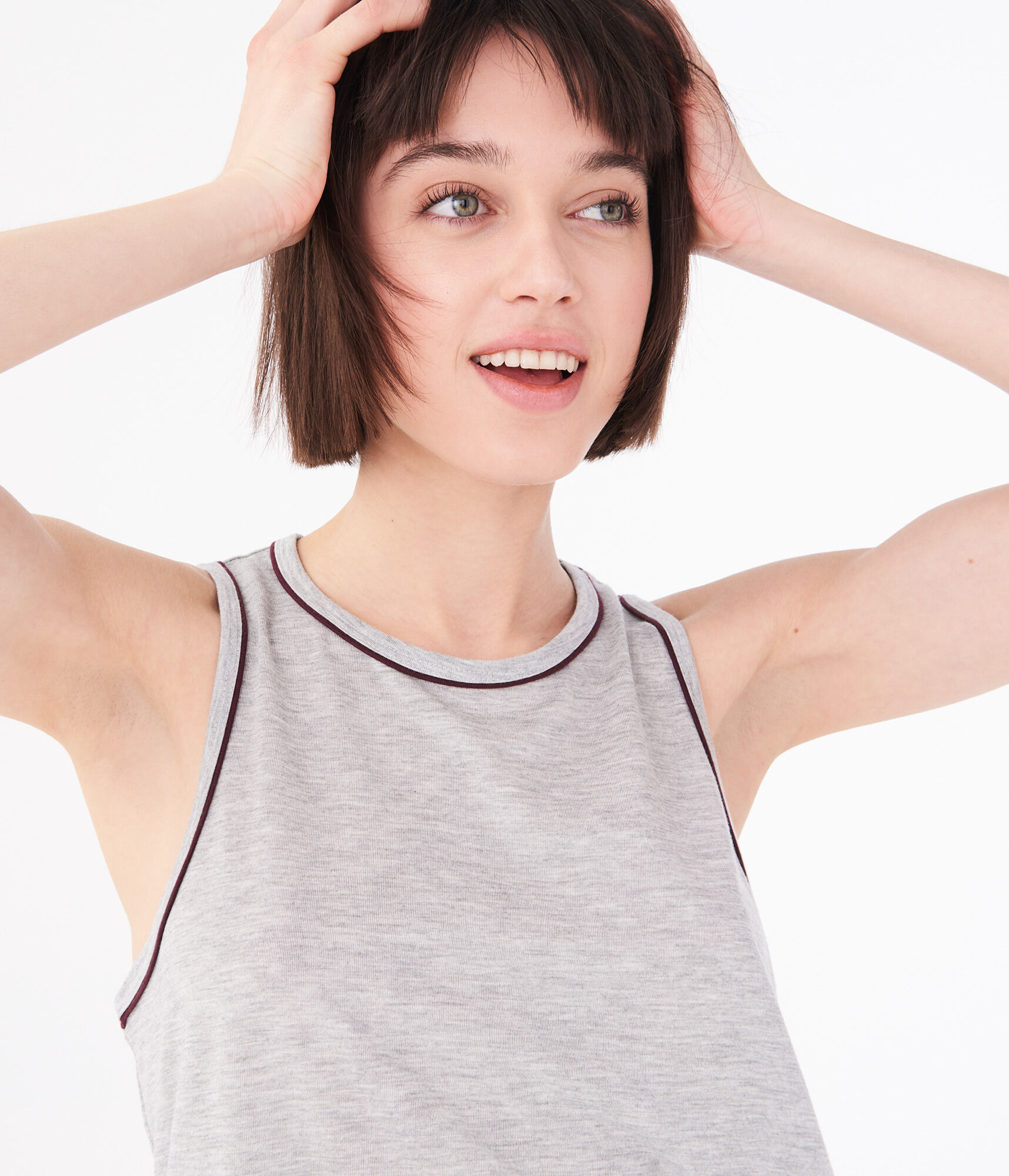 Heathered Piped Muscle Tank