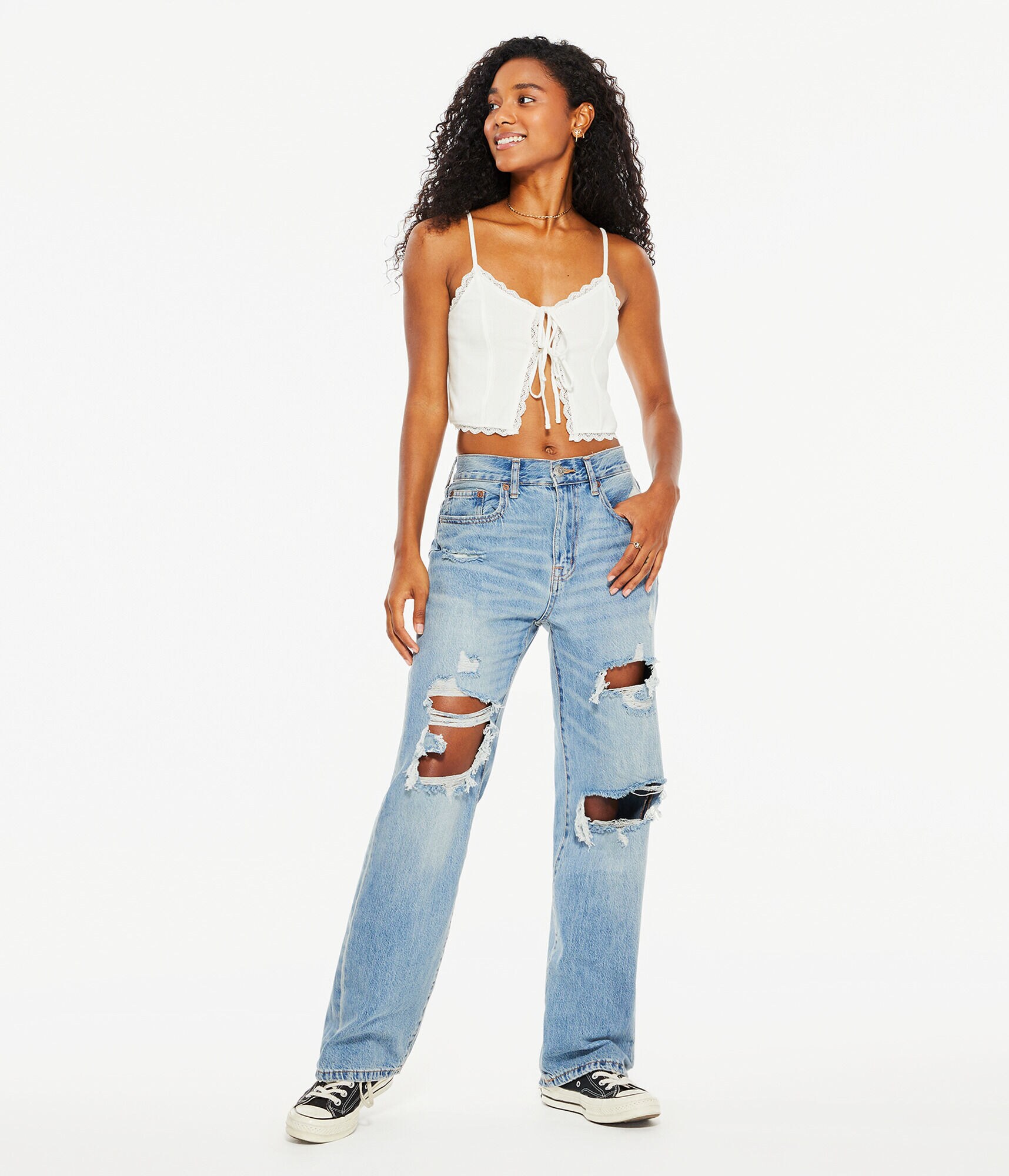 Lacy Tie-Front Cropped Cami