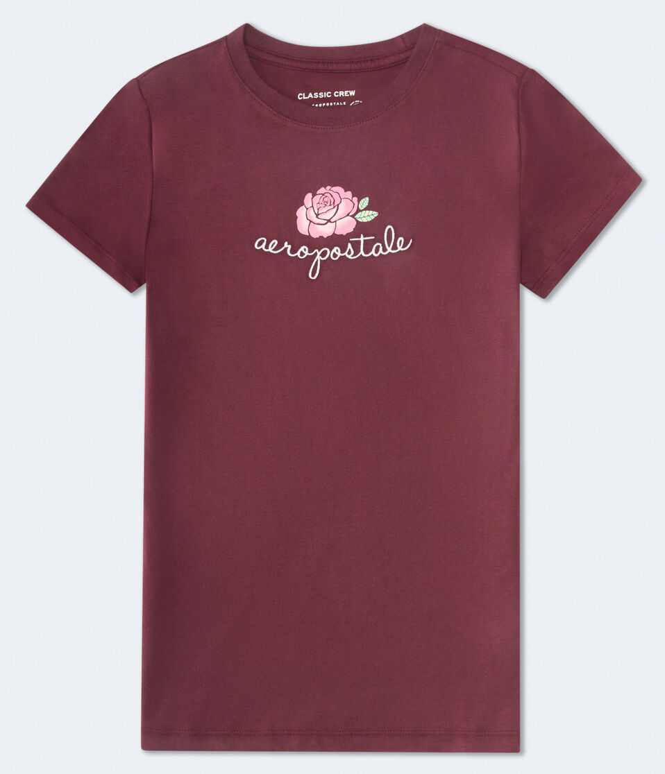 Aeropostale Script Rose Graphic Tee
