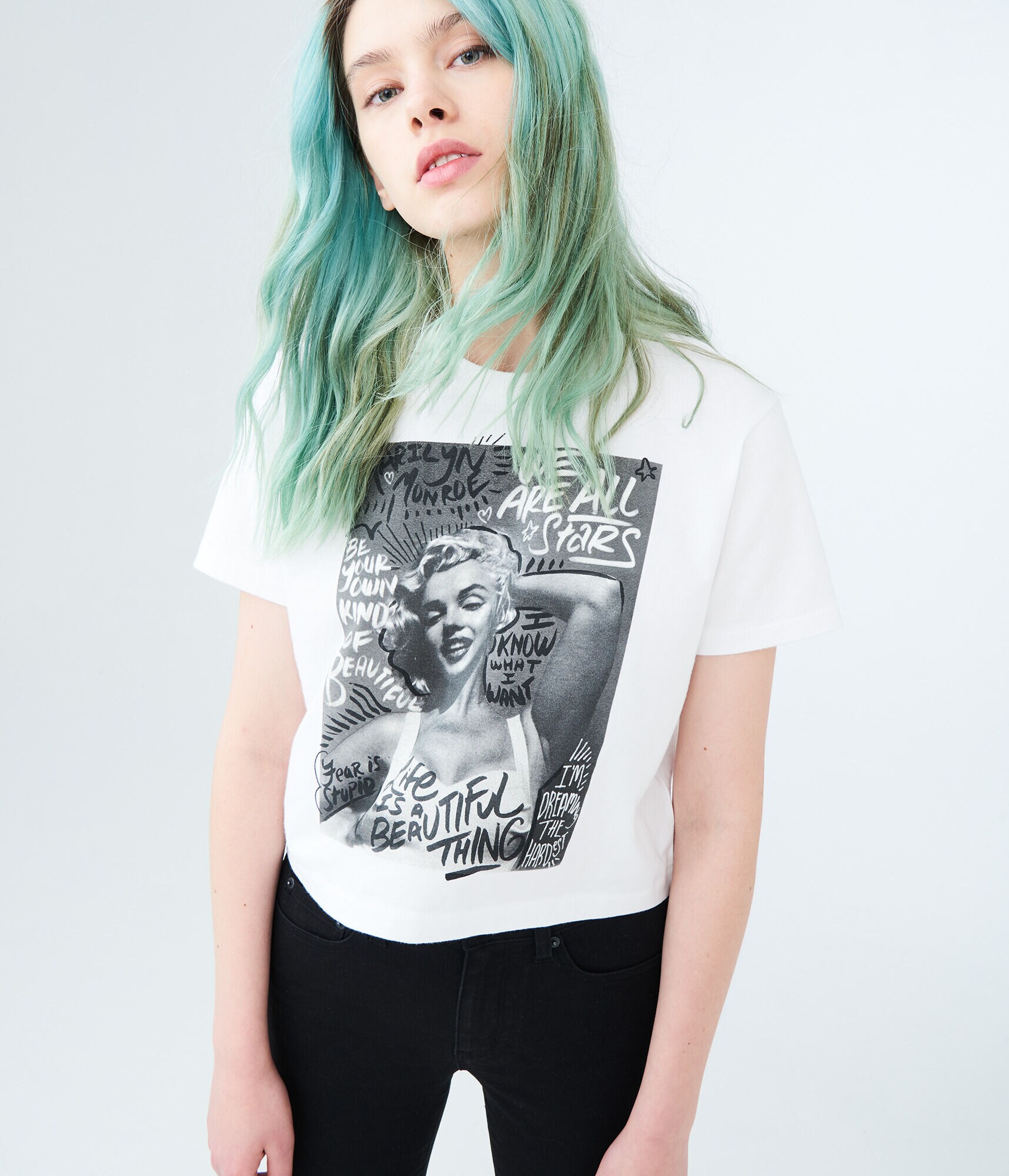 Marilyn Monroe Graffiti Crop Graphic Tee