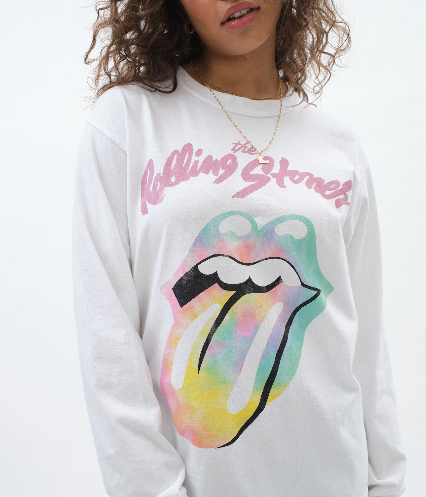 Long Sleeve Rolling Stones Tongue Boyfriend Graphic Tee***