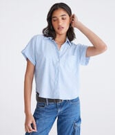 Short Sleeve Thin Stripe Camp Shirt