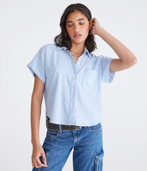 Short Sleeve Thin Stripe Camp Shirt Short Sleeve Thin Stripe Camp Shirt