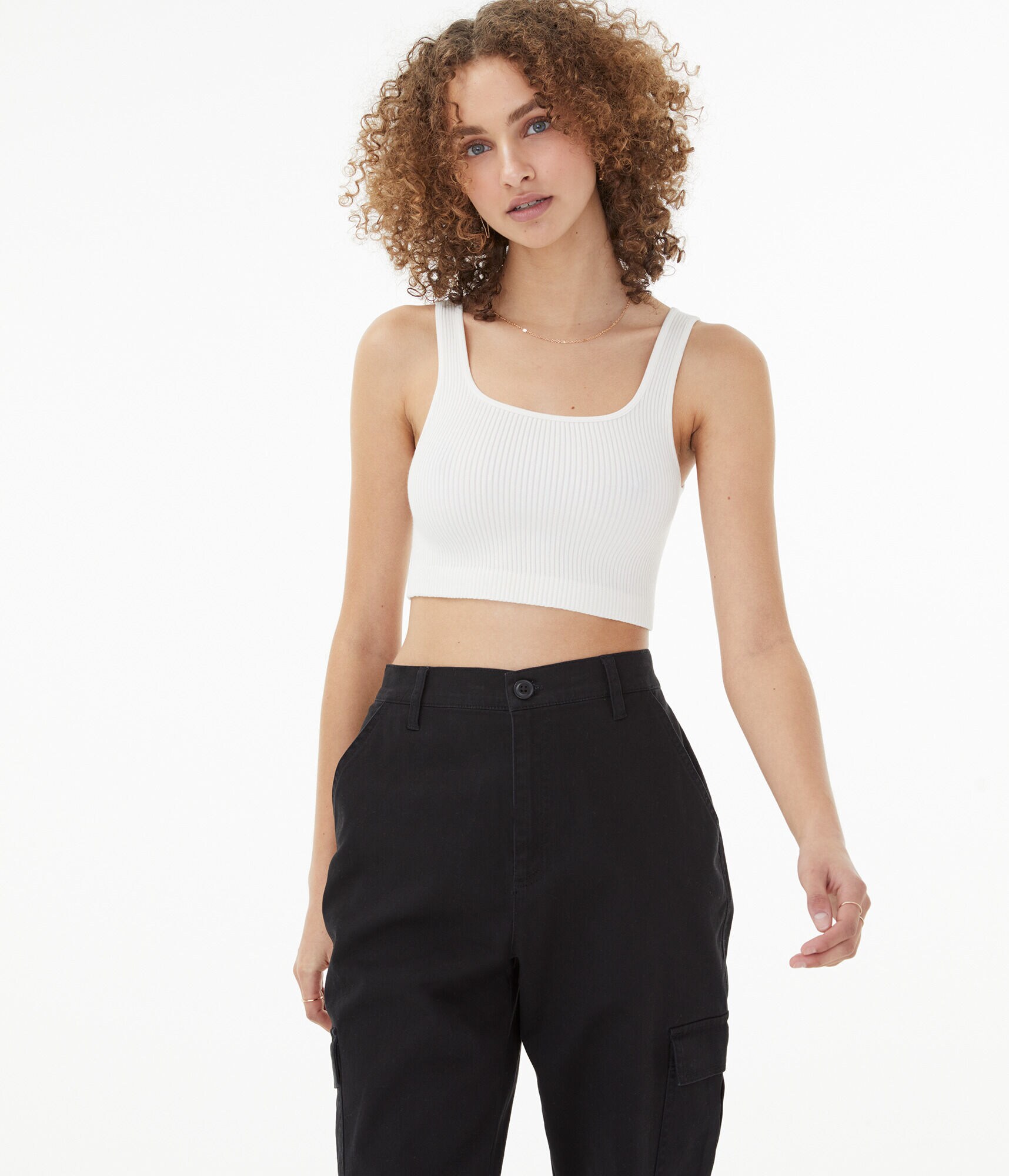 Square neck cropped tank top clearance