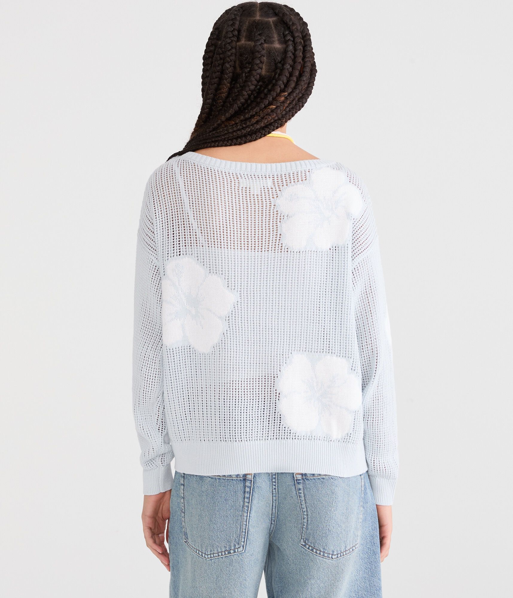 Hibiscus Slouchy Open-Knit Boat-Neck Sweater