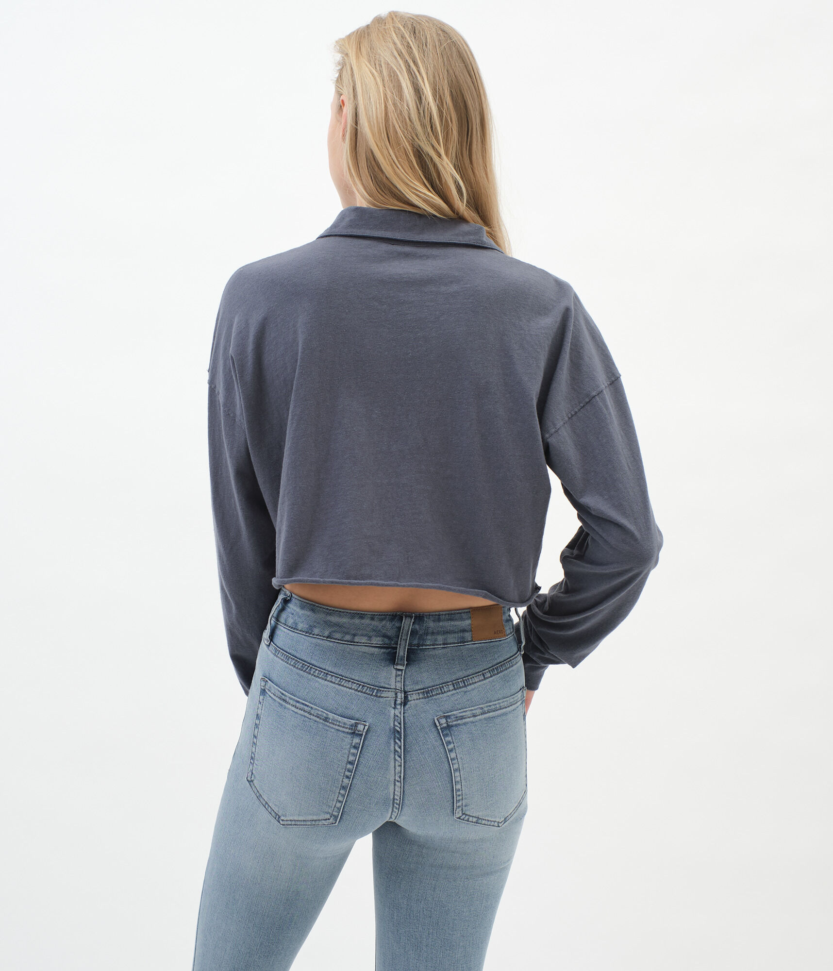 Long Sleeve Boxy Cropped Henley