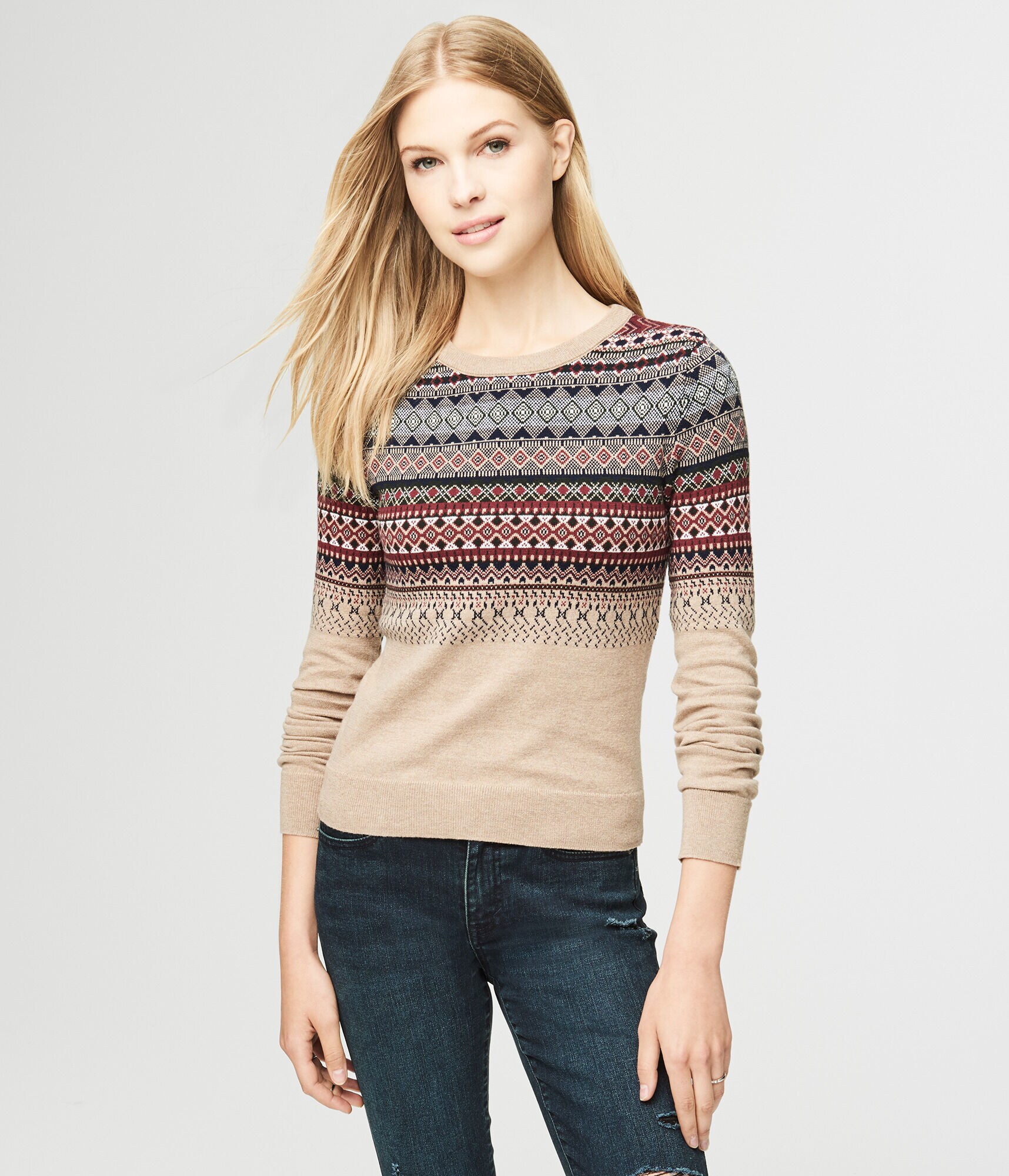 Mixed Pattern Raglan Sweater