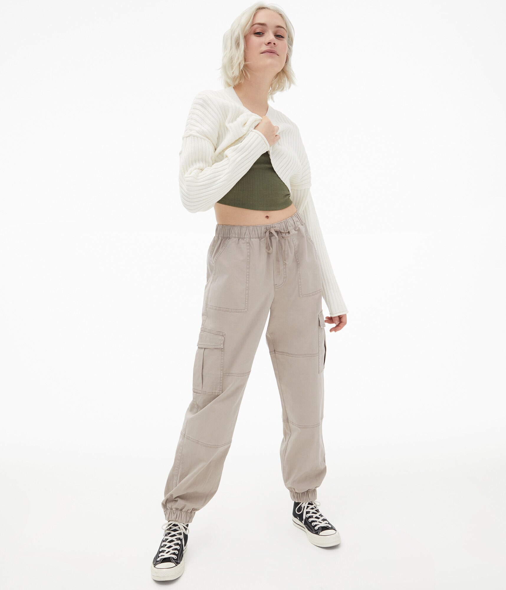 Baggy High-Rise Cinched Cargo Pants