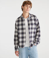 Long Sleeve Plaid Boxy Flannel Shirt