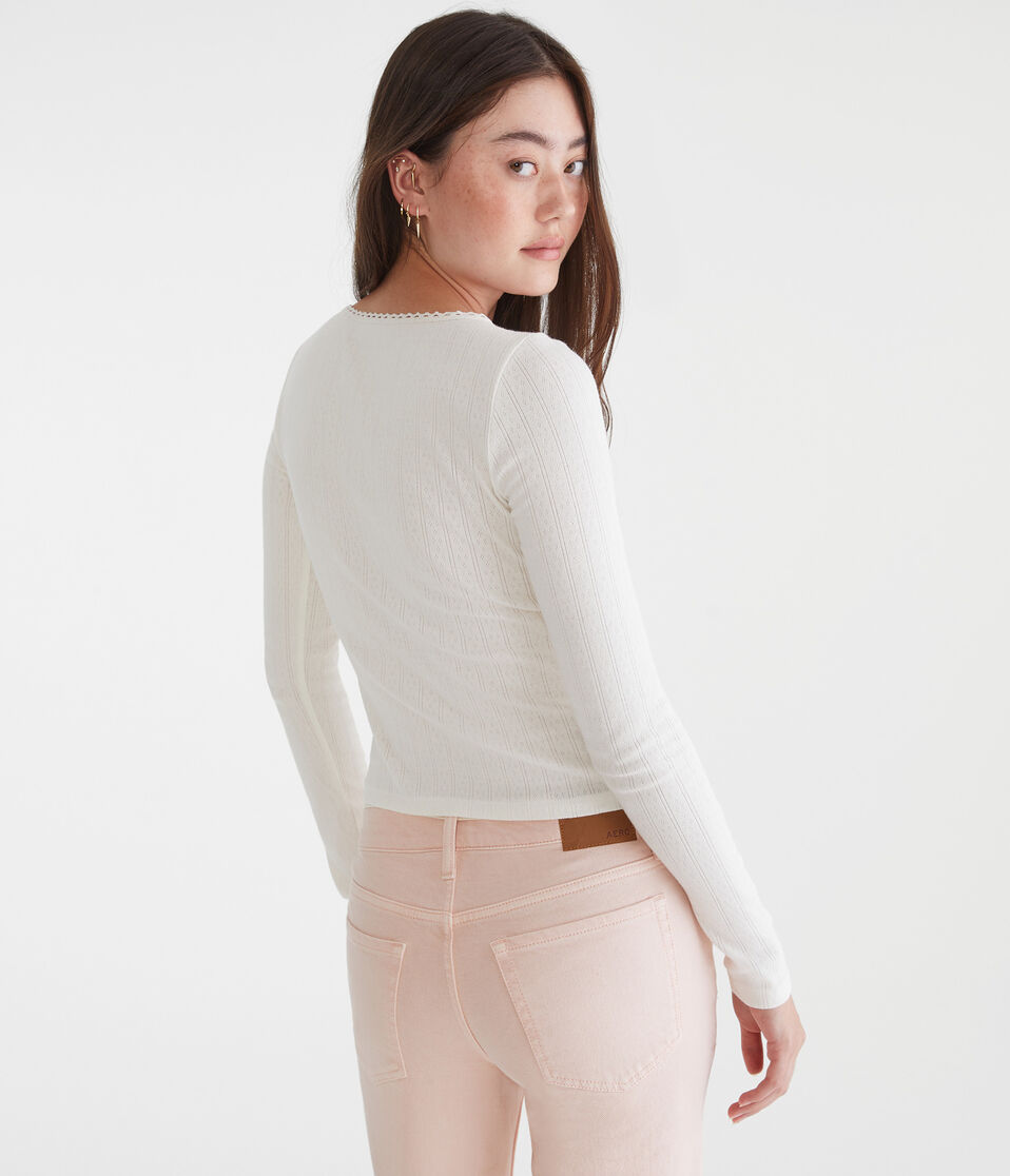 Long Sleeve Dice Pointelle Baby Tee