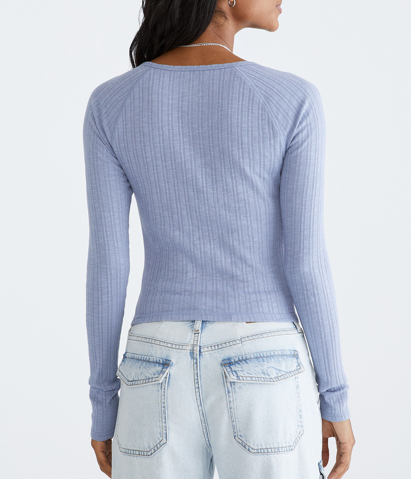 Long Sleeve Seriously Soft Notch-Neck Shrunken Tee