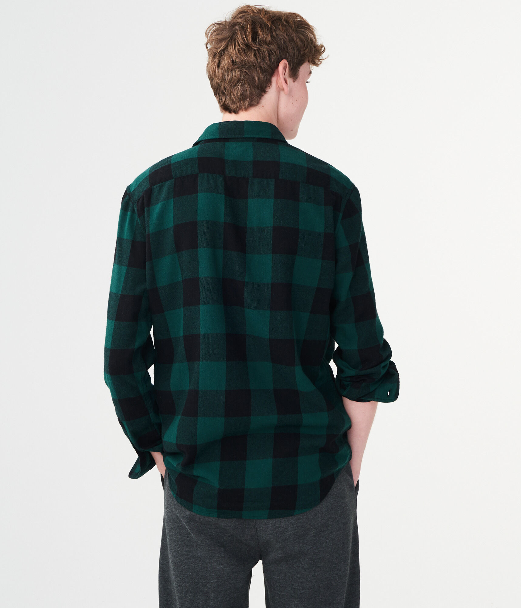 Long Sleeve Buffalo Check Flannel Woven Shirt
