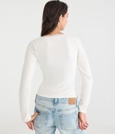 Long Sleeve Crossover Lace V-Neck Tee
