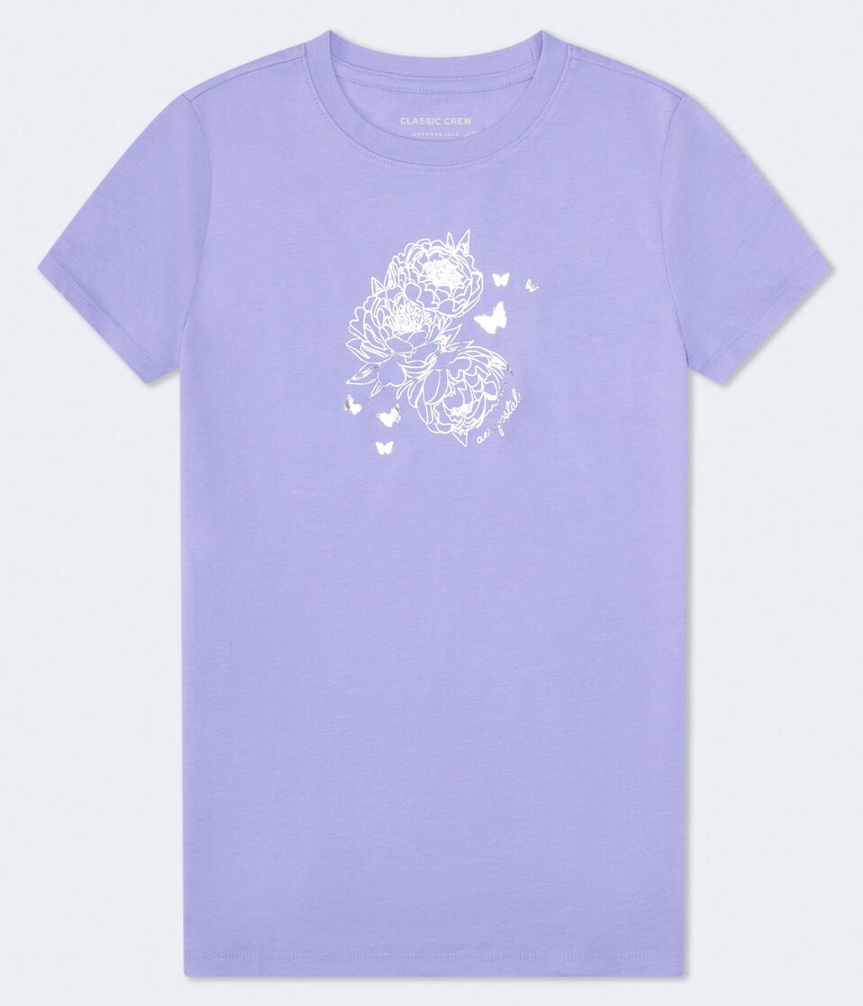 Floral Butterfly Foil Graphic Tee