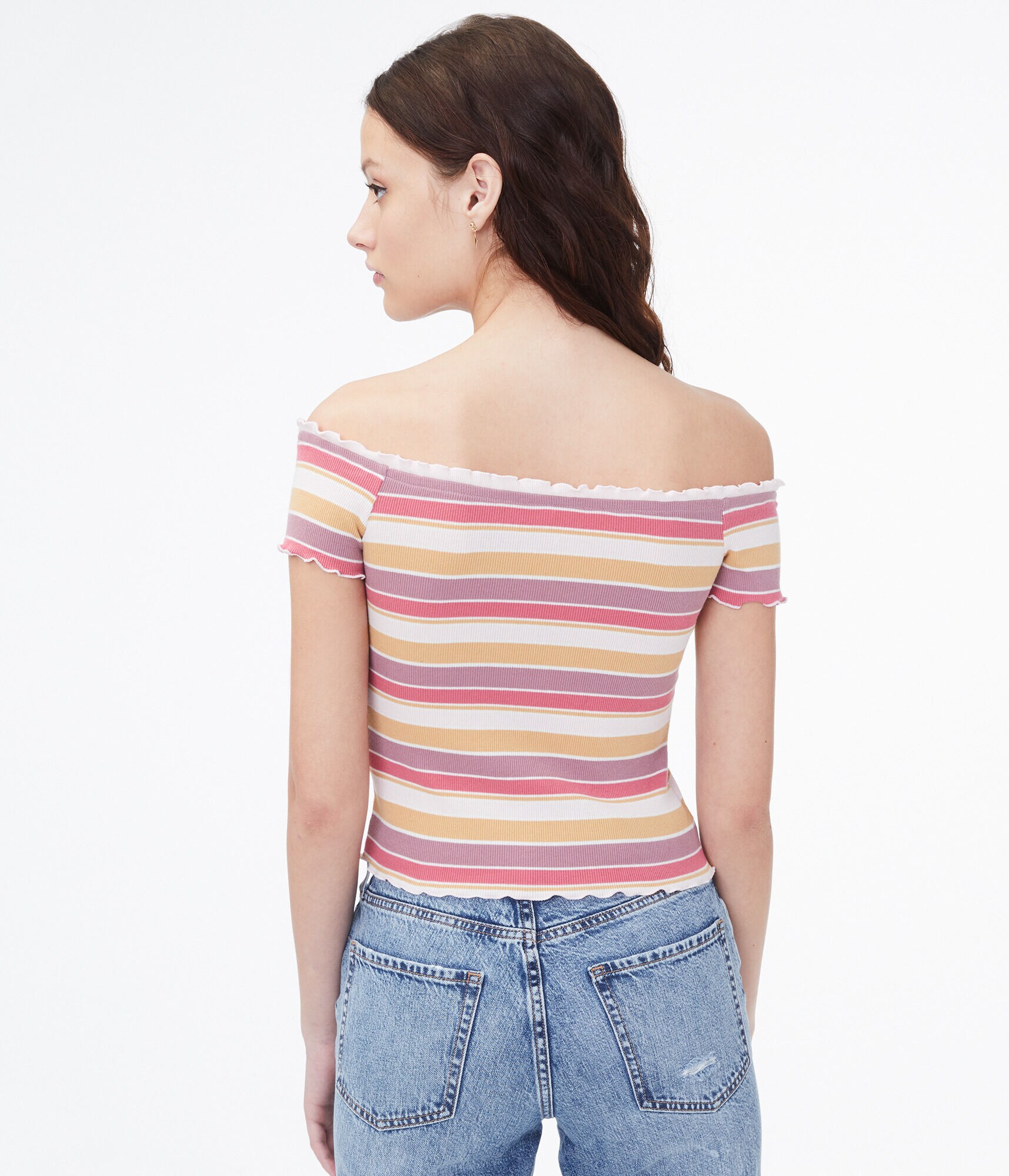 Striped Off-The-Shoulder Bodycon Top