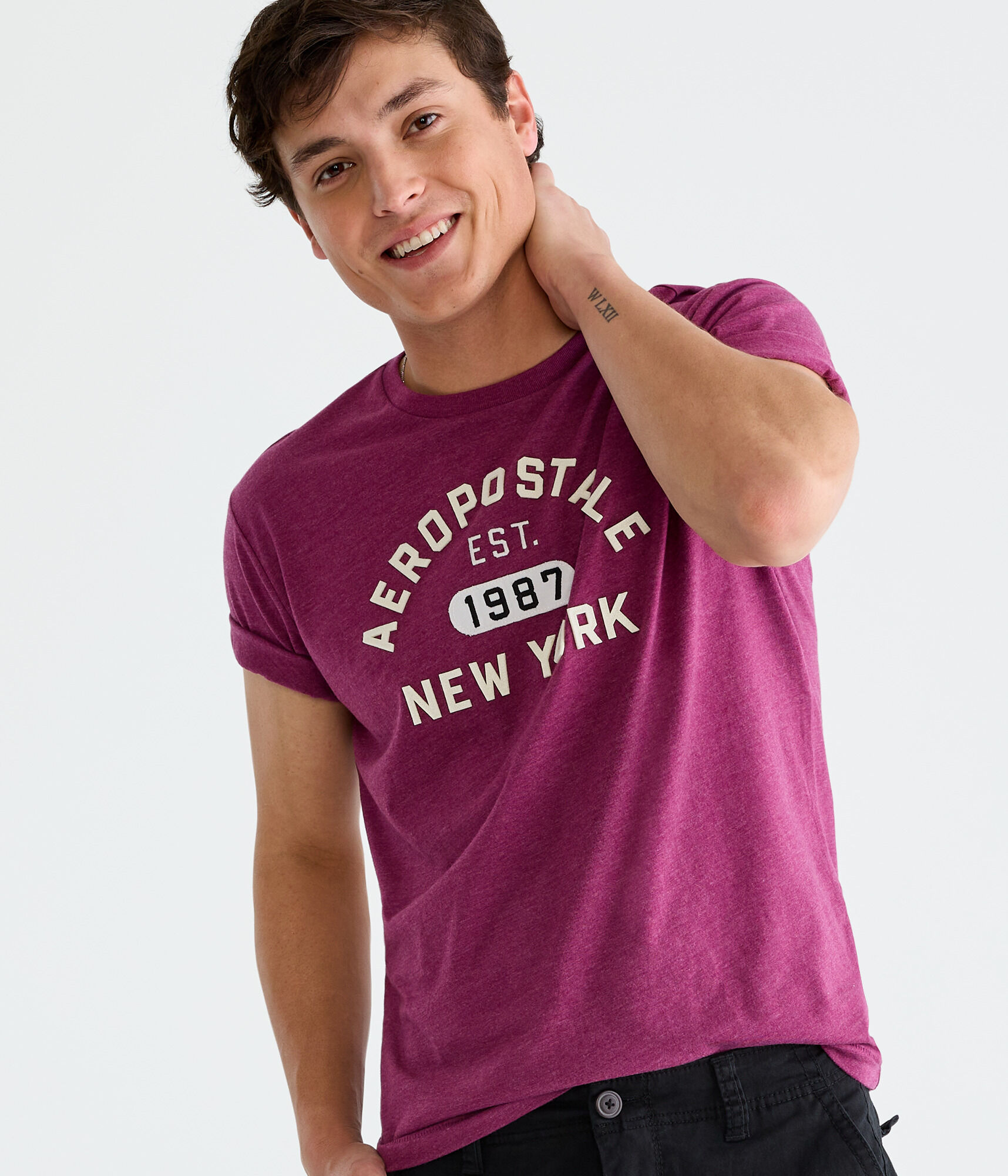 Aeropostale Arch Logo Appliqu&eacute; Graphic Tee