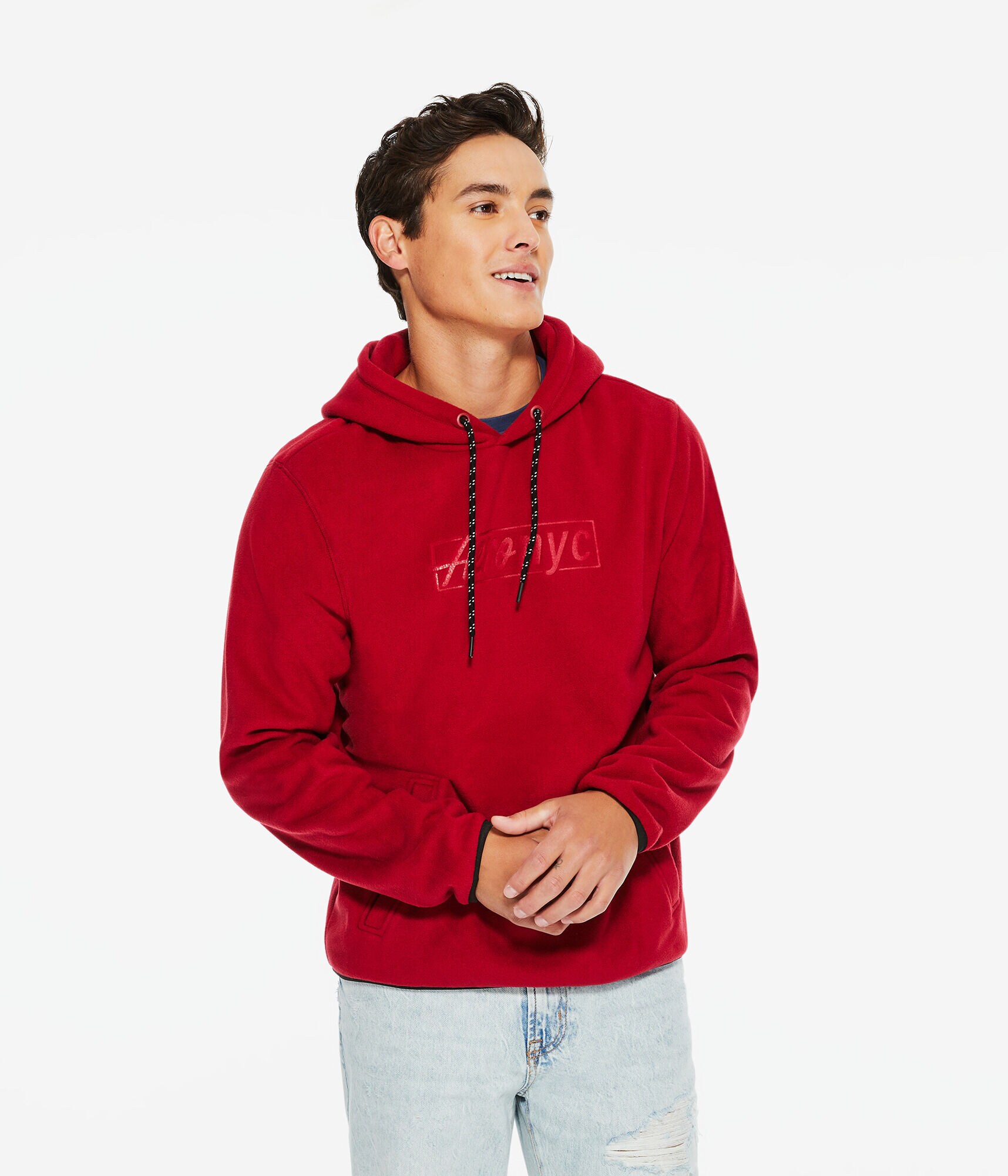 Aero NYC Box Logo Polyfleece Pullover Hoodie