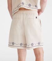 Floral Border All Day Linen Jogger Shorts 7"