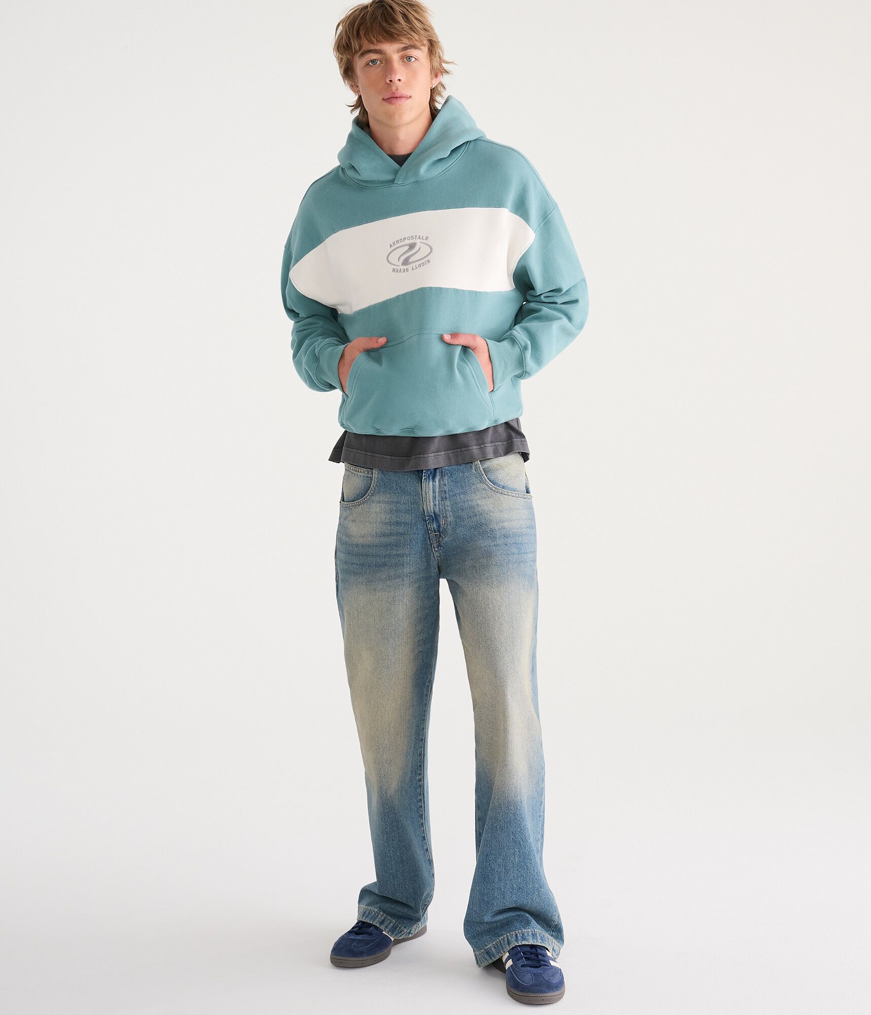 Cloud Soft Aeropostale Colorblock Boxy Pullover Hoodie