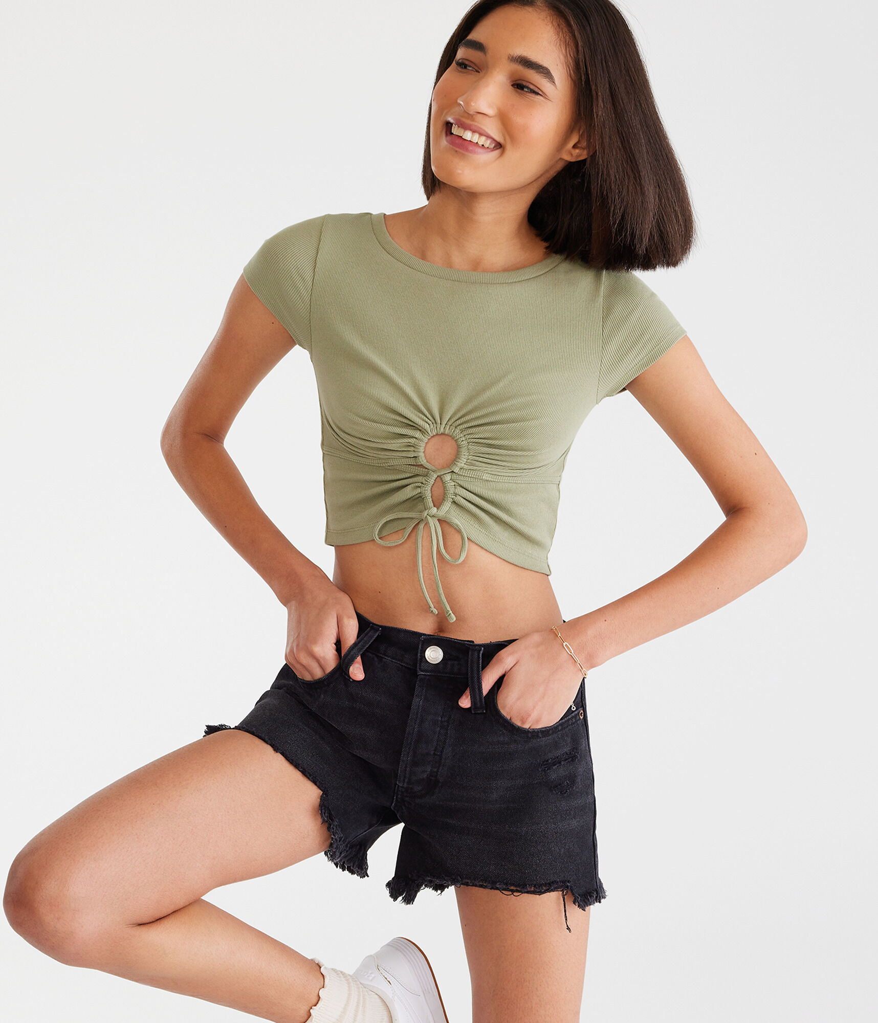 Wear 2 Ways Cropped Cutout Tee